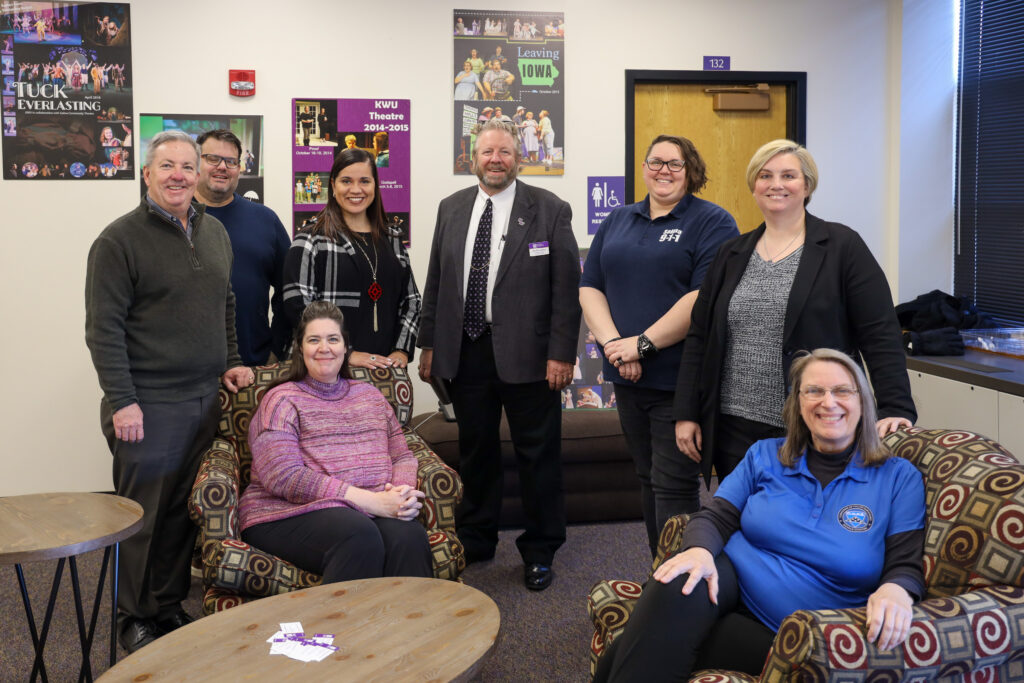 Group of individuals in a lobby