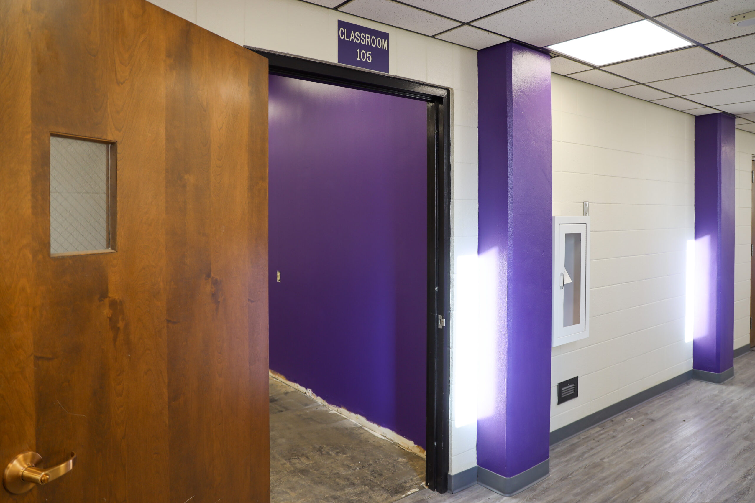 Outside of Criminal Justice classroom under renovation