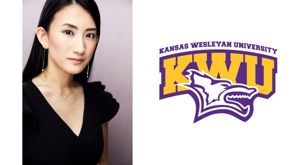Woman in graphic with KWU logo