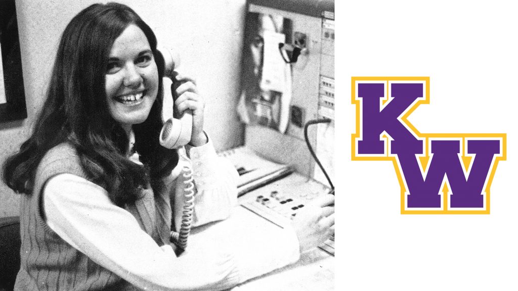 Woman on phone with KWU logo