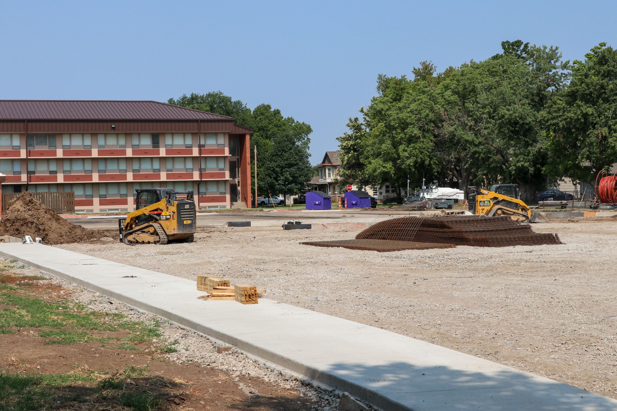 Empty parking lot, smoothed dirt